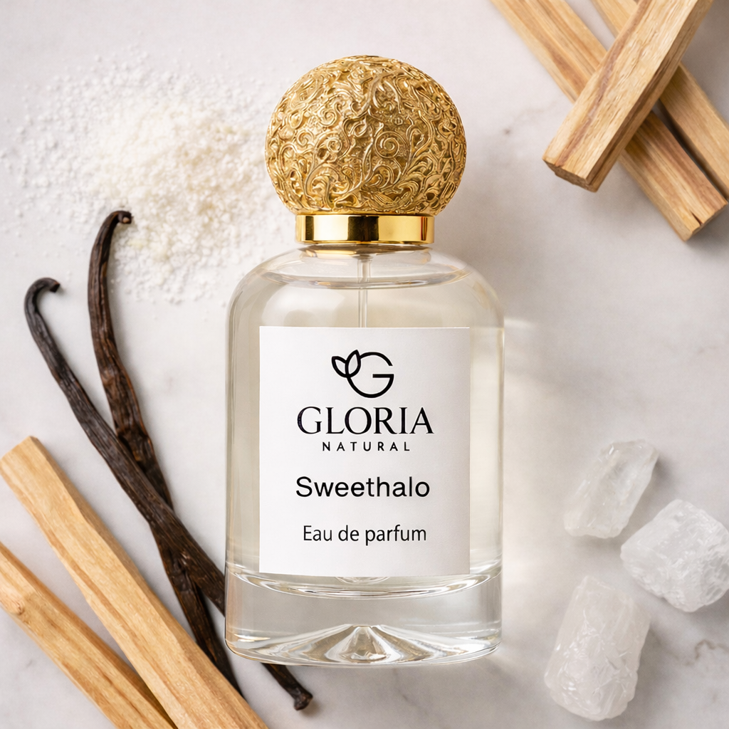 SweetHalo Eau de Parfum 50ml — powdery vanilla perfume, Gloria Naturals UAE